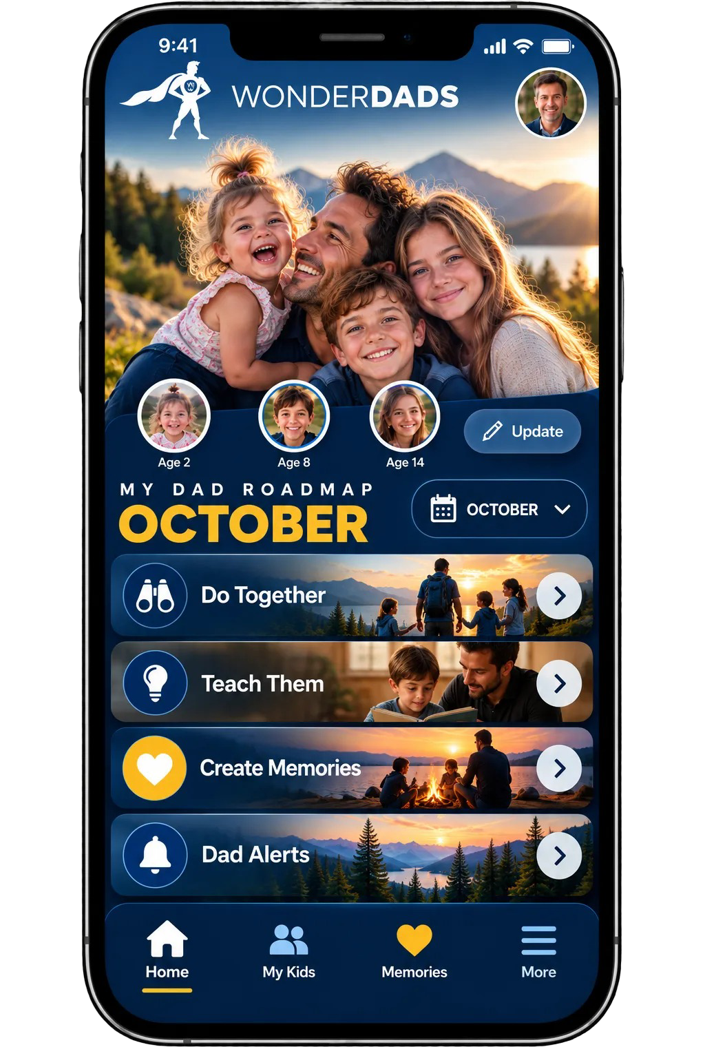 WonderDads roadmap displayed on a phone